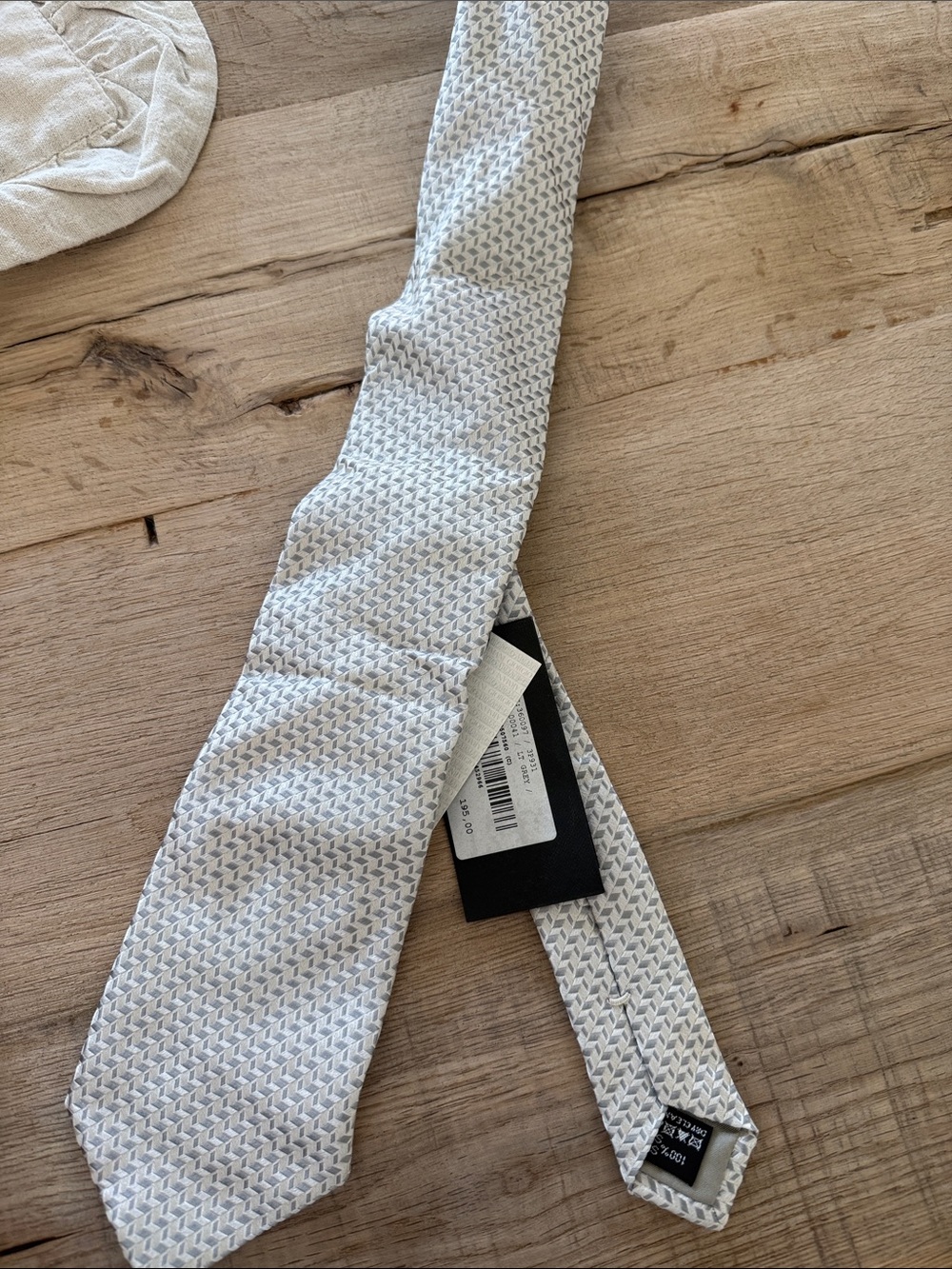 Giorgio Armani White and Light Gray Patterned Kids Tie